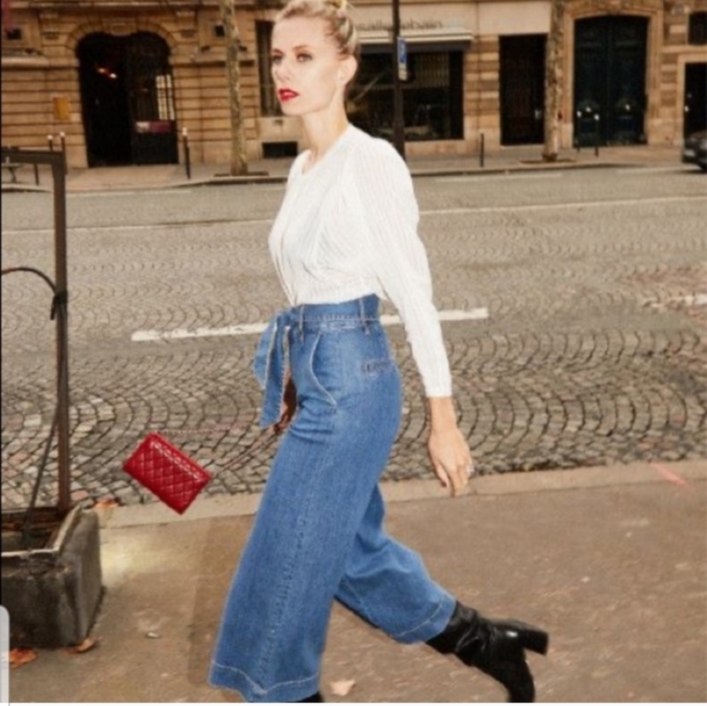 Joie Denim Marylu Cropped Wide Leg Jeans